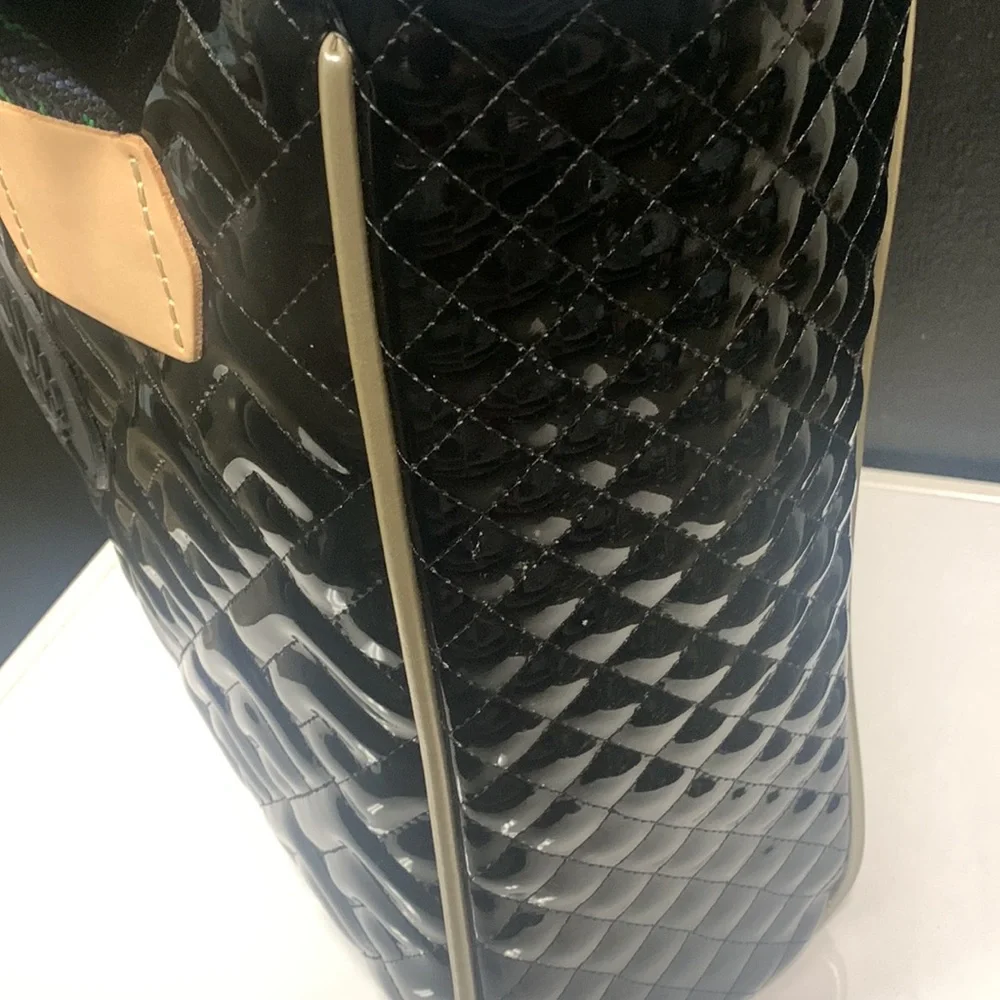 Consuela Black Quilted Tote with Tan Accents - Picture 3 of 15